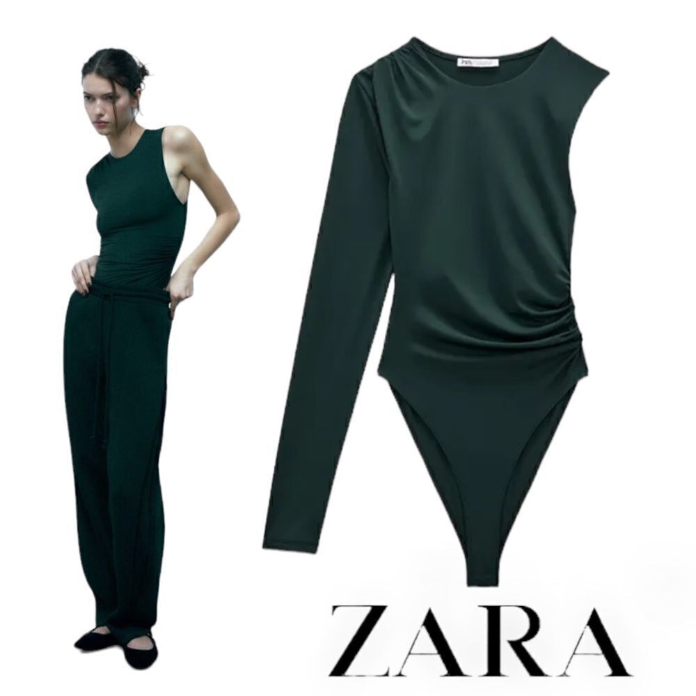 ZARA | Green | ASYMMETRICAL BODYSUIT